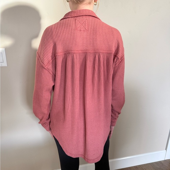 Aerie Dusty Pink Waffle Knit Top - Picture 3 of 4